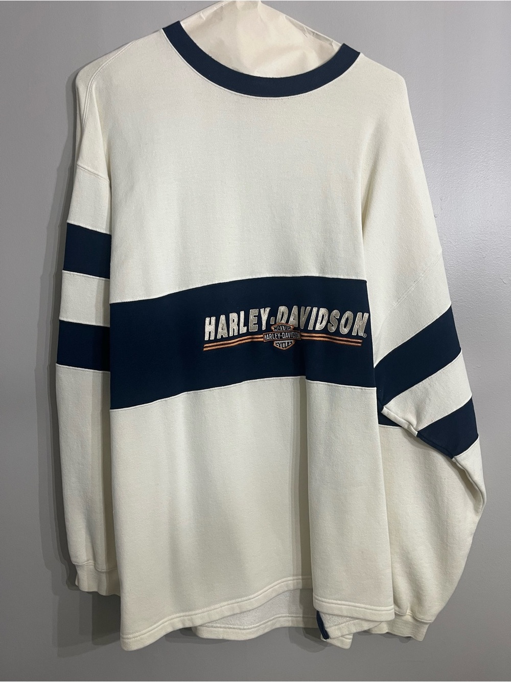 Harley-Davidson Cream and Navy Crewneck Sweatshirt